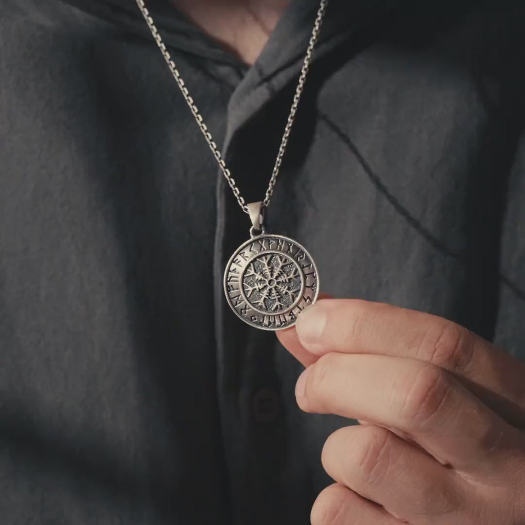 Viking Vegvisir 925 Sterling Silver Necklace