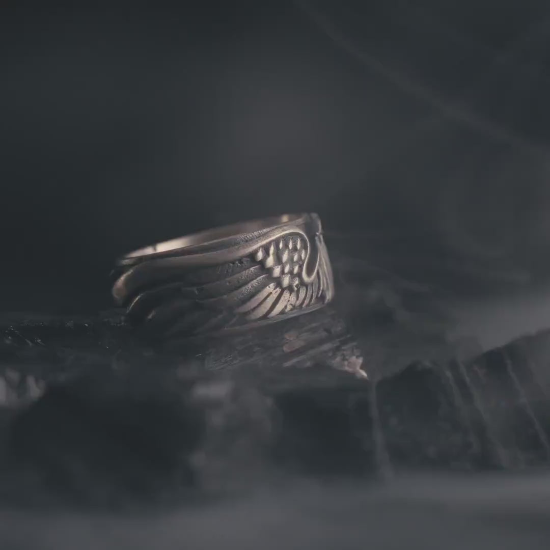 Custom Winged Eagle 925 Sterling Silver Men’s Ring
