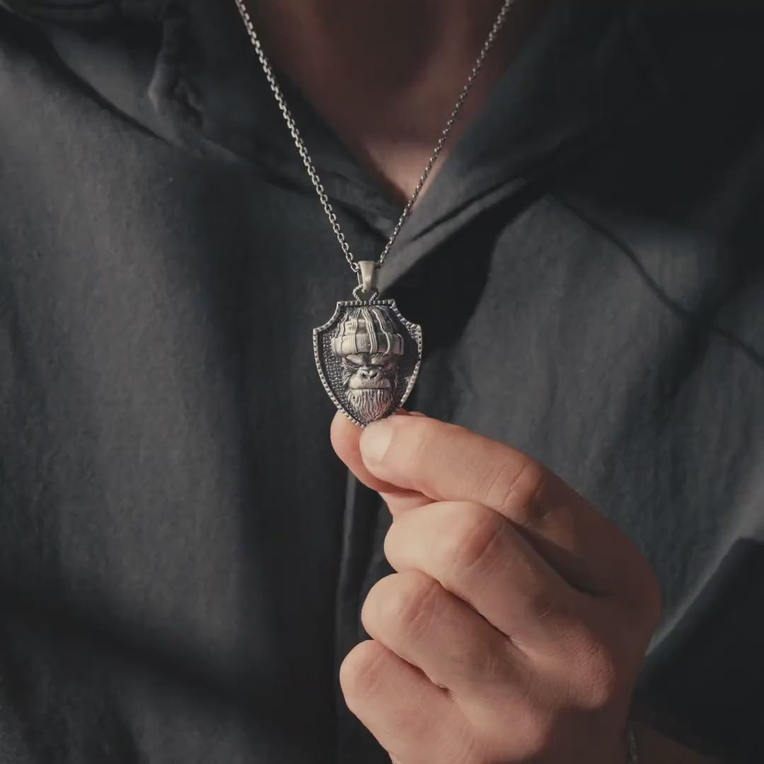 Angry Gorilla 925 Sterling Silver Necklace
