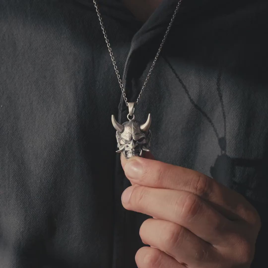 Hannya Mask 925 Sterling Silver Necklace