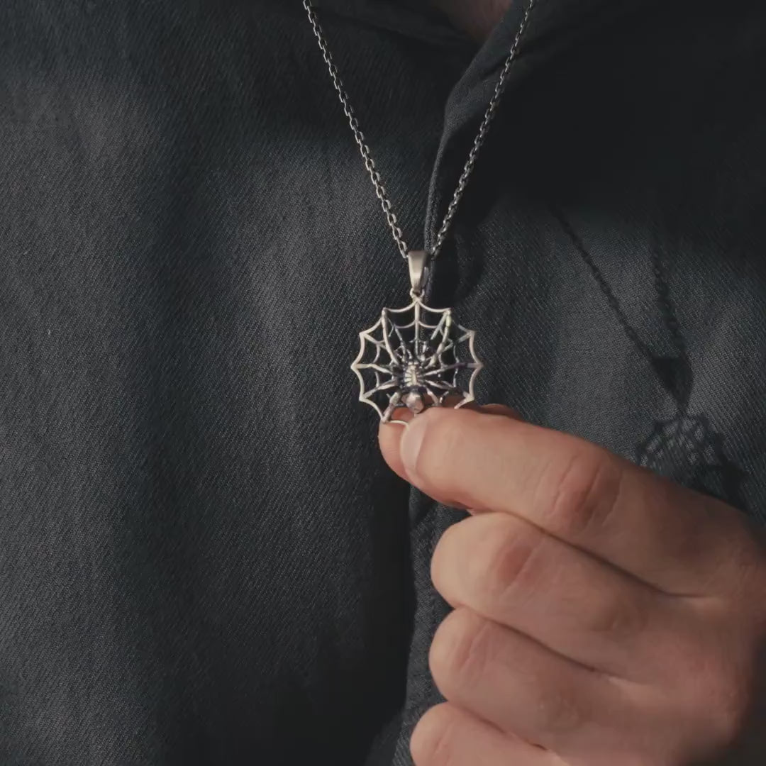 Spider Web 925 Sterling Silver Pendant